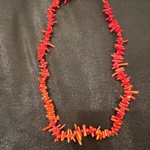 Coral Beaded Necklace - Vibrant Red and Orange